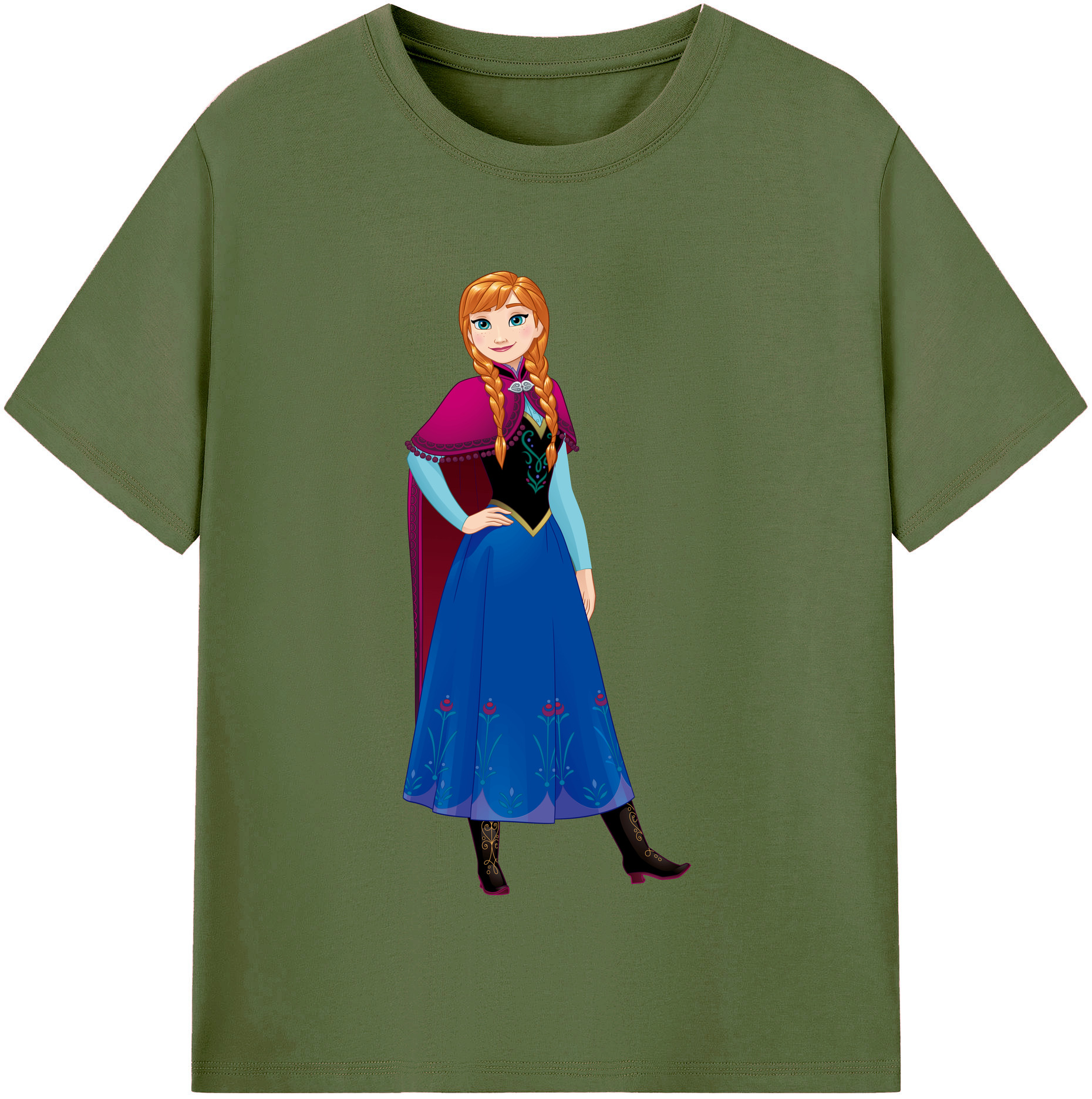 （画像用） アナと雪の女王 アンナ エルサ Frozen Anna Elsa 綿100％半袖Tシャツ（フロントプリント）